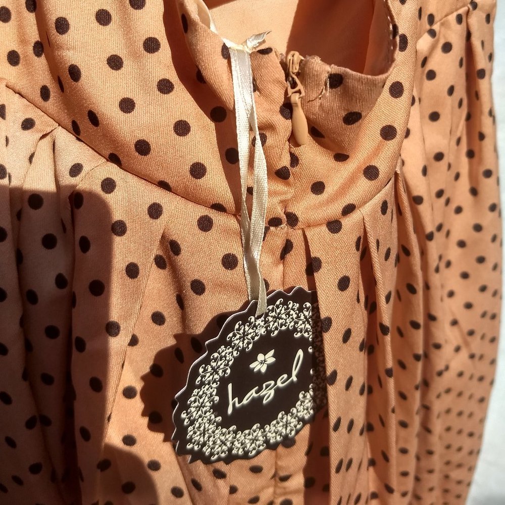NWT Hazel brand dress-pink, black dots, bow - Picture 5 of 7